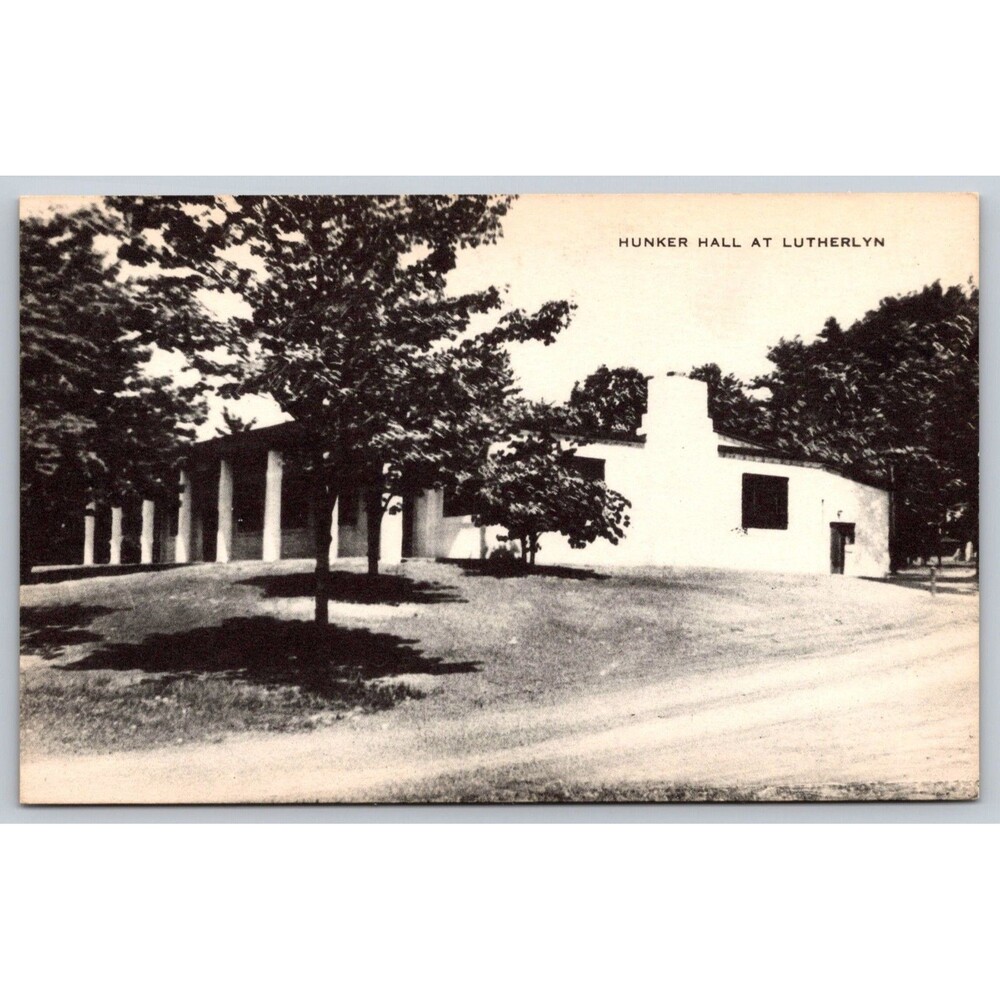 Hunker Hall at Camp Lutherlyn Postcard Butler Prospect PA Artvue Vintage B&W